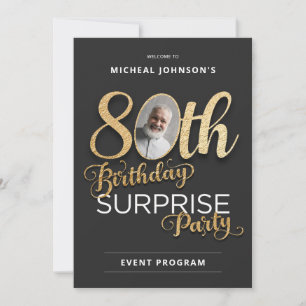 Convite Elegante 80 Birthday Surprise Party