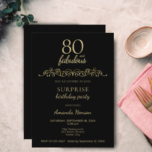 Convite Elegante 80 e Fabuloso Enfeite 80º Aniversário