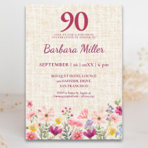Elegante 90º Aniversário para Ela - Floral de Linh