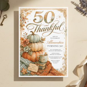 Convite Elegante Abóbora Outono 50º Aniversário
