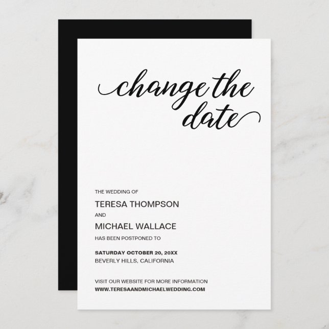 Convite Elegante: Adiamento Personalizado de Casamento (Frente/Verso)