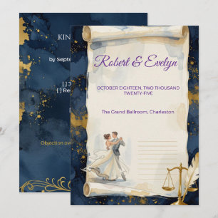 Convite Elegante Advogado Dançando Aquarela Casamento