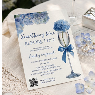 Convite Elegante Algo Azul Bridal Shower Casamento