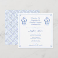 Elegante Algo Azul Chá de casamento de Aquarela