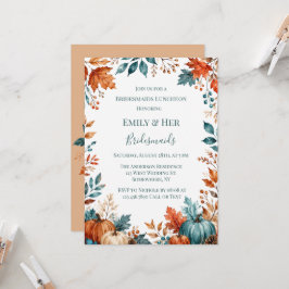 Convite Elegante Almoço de Damas de Honra com Abóbora em F