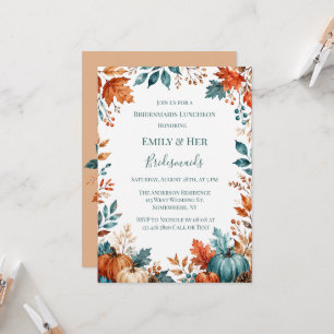 Convite Elegante Almoço de Damas de Honra com Abóbora em F