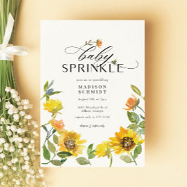 Convite Elegante Amarelo Sunflower Sunny Bebê Sprinkle