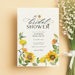 Convite Elegante Amarelo Sunflower Sunny Bee Chá de panela