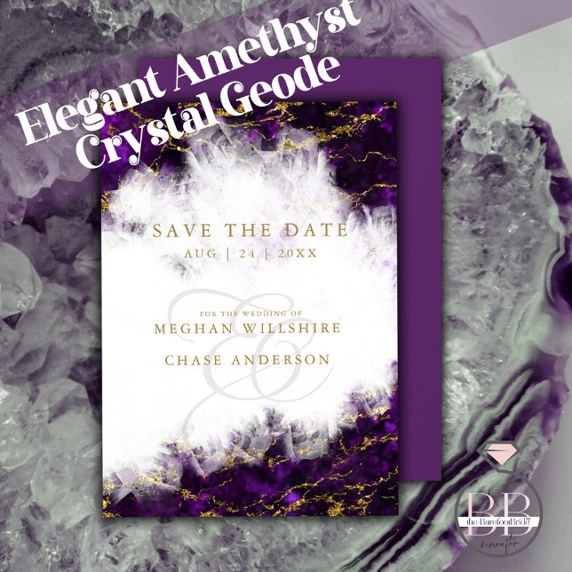 Convite Elegante Ametyst Crystal Geode (Criador carregado)