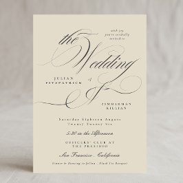 Convite Elegante Ampersand Beige Charcarboneto O Casamento