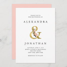 Convite Elegante Ampersand | Casamento Dourado e Blush