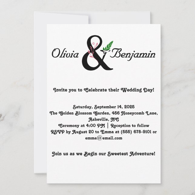 Convite Elegante Ampersand & Script WedDesign (Frente)