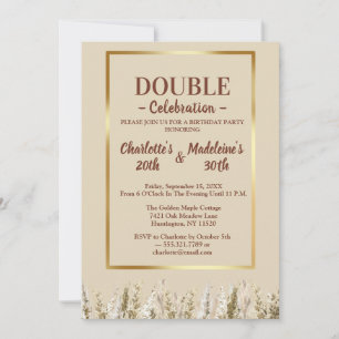 Convite Elegante Aniversário Conjunto Minimalista Dourado