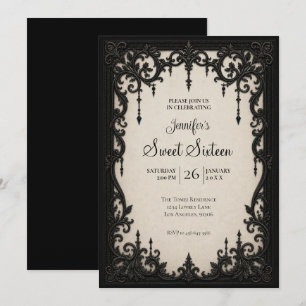Convite Elegante Aniversário de 16 anos Vintage Doce