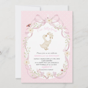 Convite Elegante Aniversário de 1 ano ganso bobo G