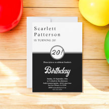 Elegante Aniversário de 20 anos Chic Tendência Pre