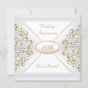 Convite Elegante Aniversário de 20 Anos de Casamento em Ou