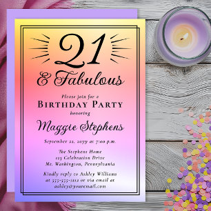 Convite Elegante Aniversário de 21 anos Fabuloso com Ombre