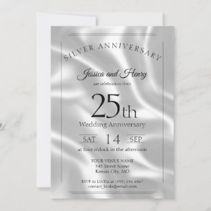 Convite Elegante Aniversário de 25 anos de casamento em pr