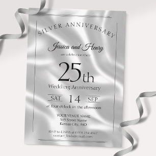 Convite Elegante Aniversário de 25 anos de casamento em pr