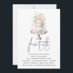 Convite Elegante - aniversário de 40 anos de Script Pink P<br><div class="desc">Elegante aniversário de 40 anos de Roteiro Rosa-Rosa-Dusta-Rosa-Elegante. Imprimível ou Impresso. O quadragésimo está em um script de estilo manuscrito definido com os detalhes abaixo com um bolo de aquarela e uma foto floral. Personalize facilmente o resto do texto com seus detalhes. Também disponível como download digital.</div>