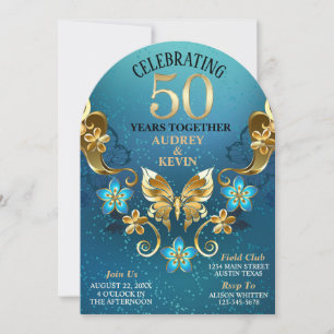 Convite Elegante Aniversário de 50 Anos de Casamento em Az