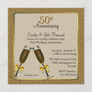 Convite Elegante Aniversário de 50 Anos de Casamento em Ou