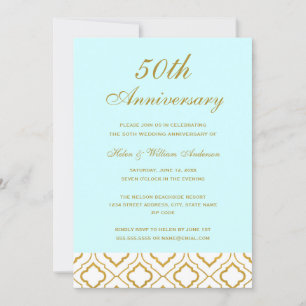 Convite Elegante Aniversário de 50 anos de Casamento em Ou