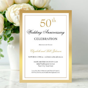 Convite Elegante Aniversário de 50 Anos de Casamento em Ou