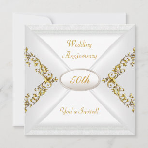 Convite Elegante Aniversário de 50 anos de Casamento Ouro 