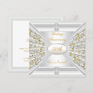 Convite Elegante Aniversário de 50 Anos de Casamento Ouro