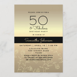 Convite Elegante Aniversário de 50 anos em Ouro