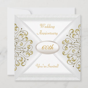 Convite Elegante Aniversário de 60 Anos de Casamento em Ou