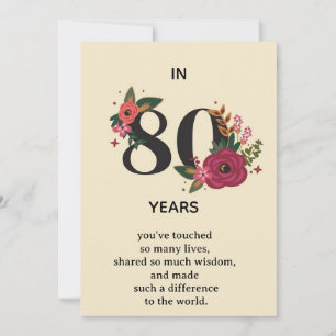 Convite Elegante Aniversário de 80 anos "Em 80 Anos" Fl