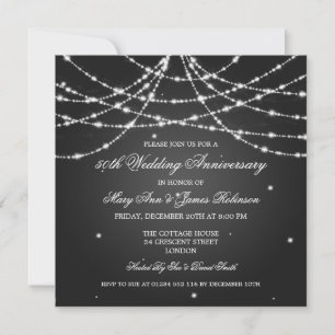 Convite Elegante Aniversário de Casamento Corda de Estrela