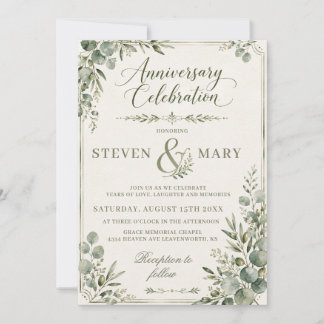 Convite Elegante Aniversário de Eucalipto Verde