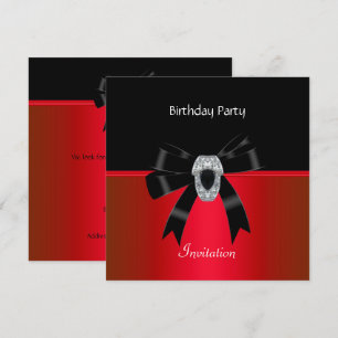 Convite Elegante Aniversário Rico Vermelho Preto J
