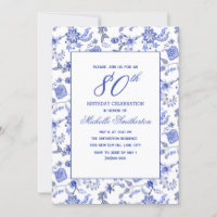 Elegante Antigo Antiguidade Azul Floral 80º