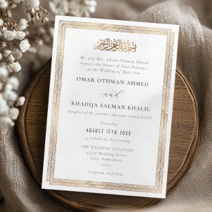 Convite Elegante Antigo Ornate Dourado Creme Casamento Isl