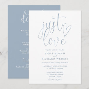 Convite Elegante Apenas Amor Tudo Em Um Casamento Azul Emp