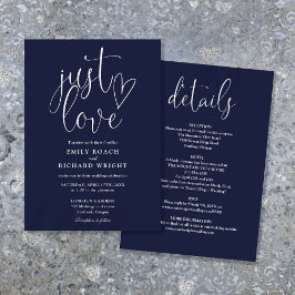 Convite Elegante Apenas Amor Tudo Em Um Casamento Azul Mar