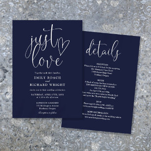 Convite Elegante Apenas Amor Tudo Em Um Casamento Azul Mar