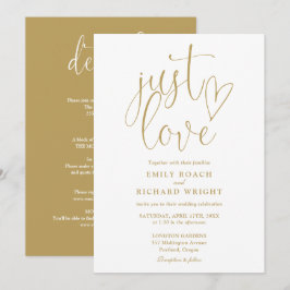 Convite Elegante Apenas Amor Tudo Em Um Ouro Casamento