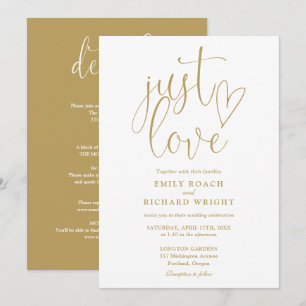 Convite Elegante Apenas Amor Tudo Em Um Ouro Casamento