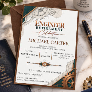 Convite Elegante Aposentadoria de Engenheiro Celebração Az