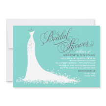 Elegante Aqua Blue Wedding Gown Chá de panela