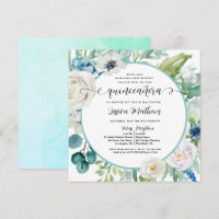 Elegante Aqua e Turquesa Teal Floral Quinceañera