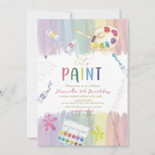 Convite Elegante Aquarela 5º Aniversário Vamos Pintar Par