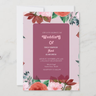 Convite elegante aquarela BOHO FLORAL WEDDING