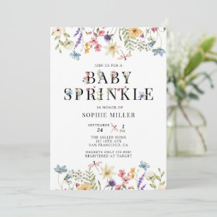 Convite Elegante Aquarela de Flor Silvestre    Baby Sprink